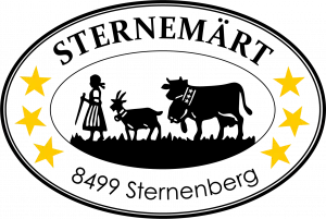Magd mit Ziege, Kuh und Schriftzug