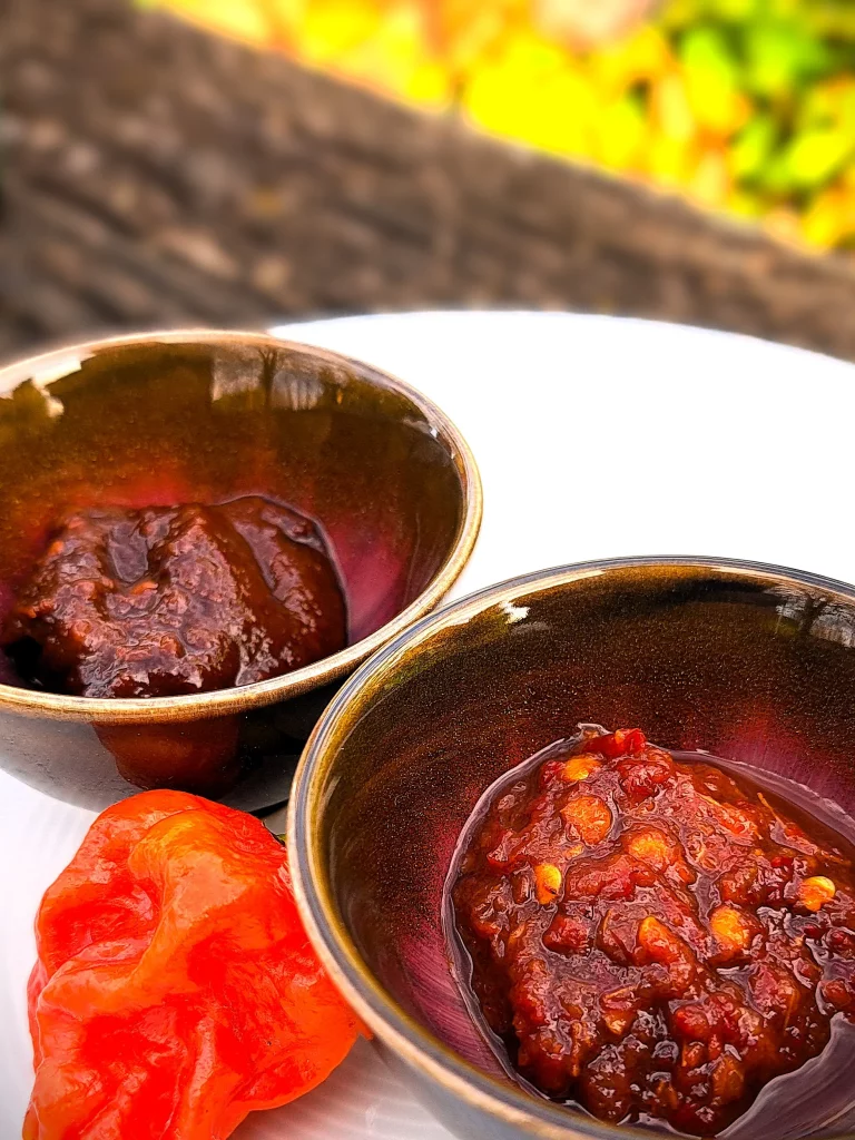 a couple bowls of sambal